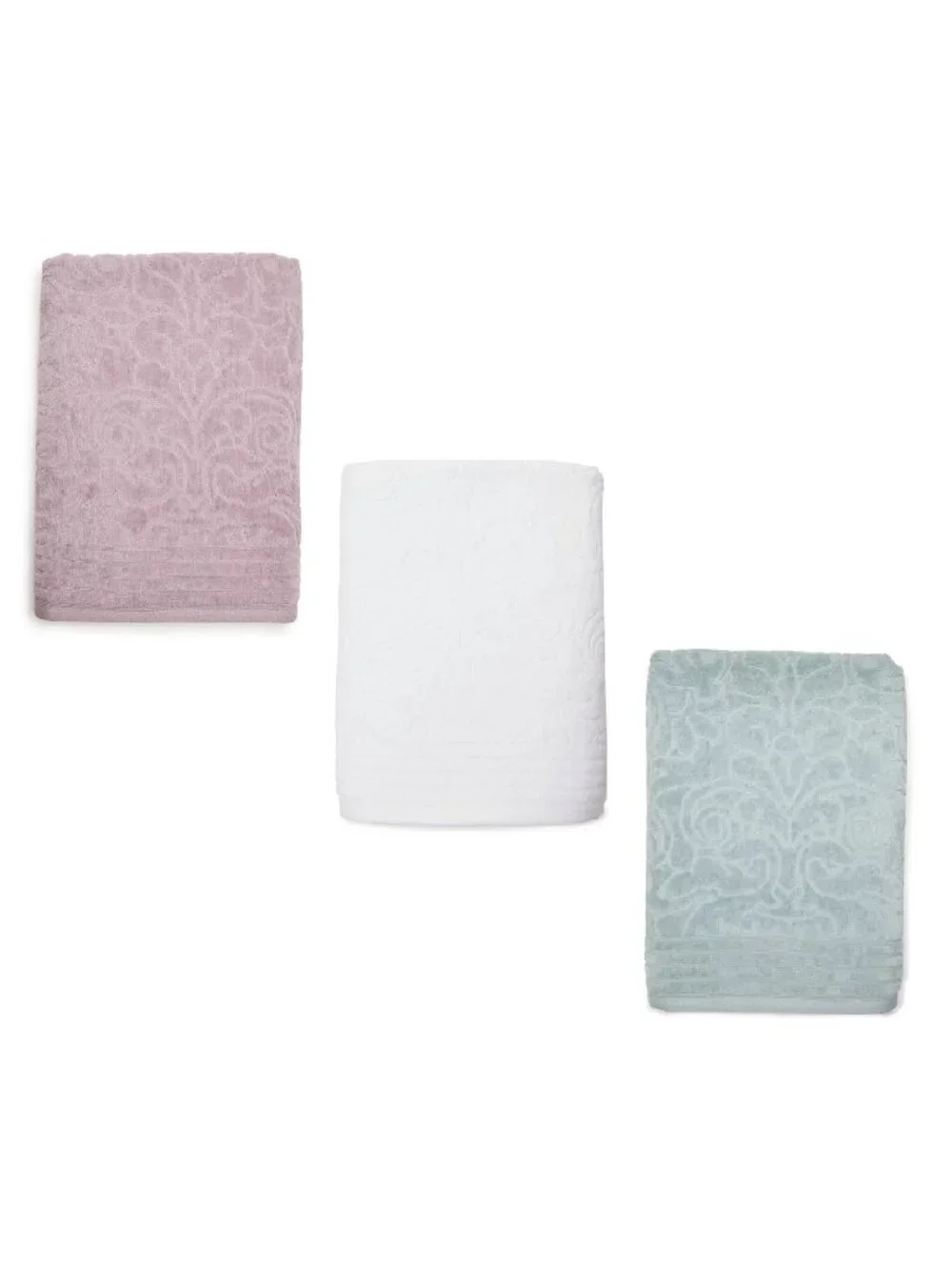 3 new Broyhill Jacquard-Pattern Textured Velour 100% Cotton Bath Towels